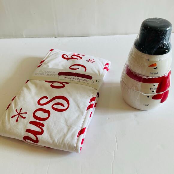 Target Christmas Snowman‎ Ceramic Stacking Measuring Cups & Double Oven Mitt - Picture 7 of 7
